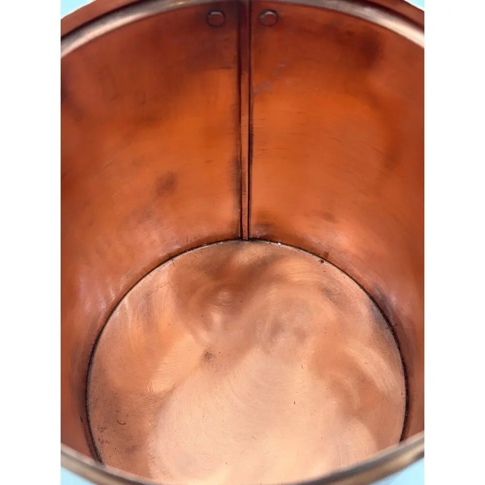 Vintage Copper Flour Canister with Latch Lid and Black Lettering